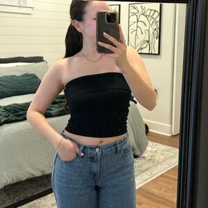 American Eagle Outfitters Black Foldover Tube Top